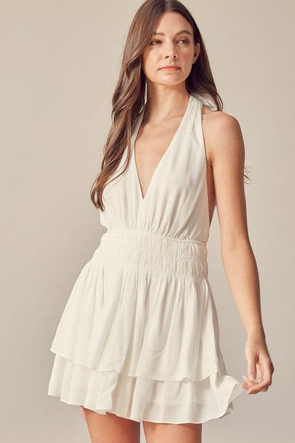 Halter Neck Romper Dress us.meeeshop - Dresses