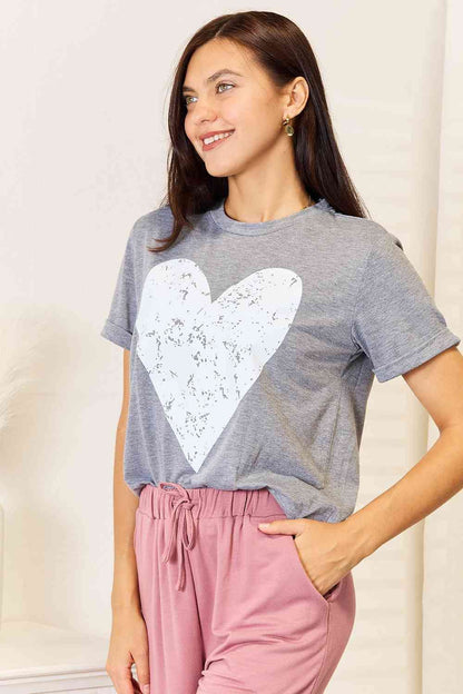 Heart Graphic Cuffed Short Sleeve T-Shirt us.meeeshop - 