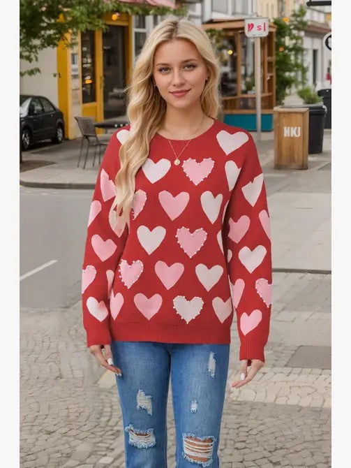 Heart pattern sweater us.meeeshop - 