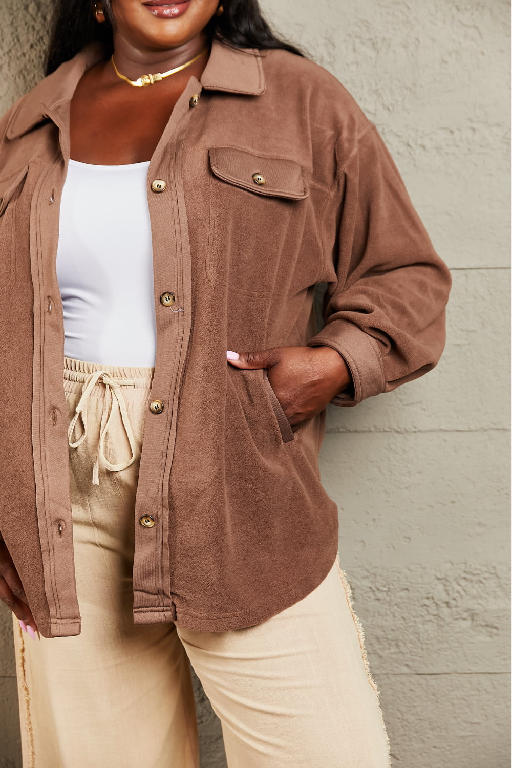Heimish | Button Down Shacket for Cozy Girls in Full Size | us.meeeshop