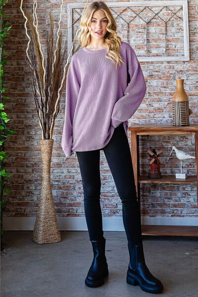 Heimish Full Size Round Neck Dropped Shoulder Blouse us.meeeshop - 