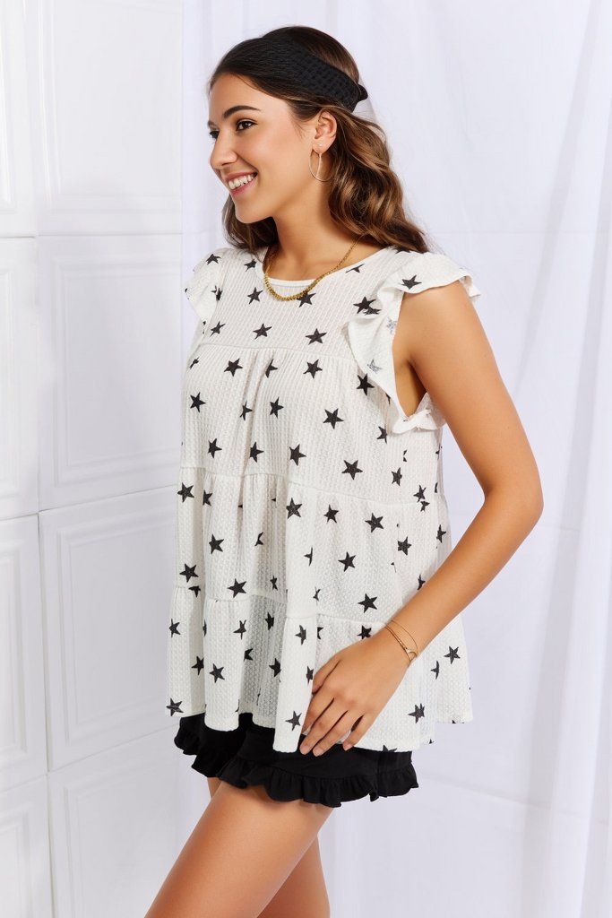 Heimish Shine Bright Full Size Butterfly Sleeve Star Print Top | us.meeeshop