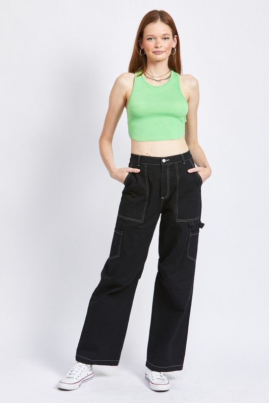 High Rise Fit Cargo Pants us.meeeshop - Pants