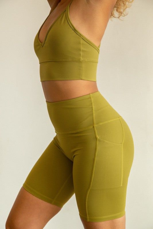 High Waist Yoga pants Short Side Pocket us.meeeshop - 