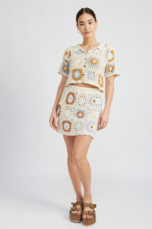 High Waist Crochet Mini Skirt | us.meeeshop