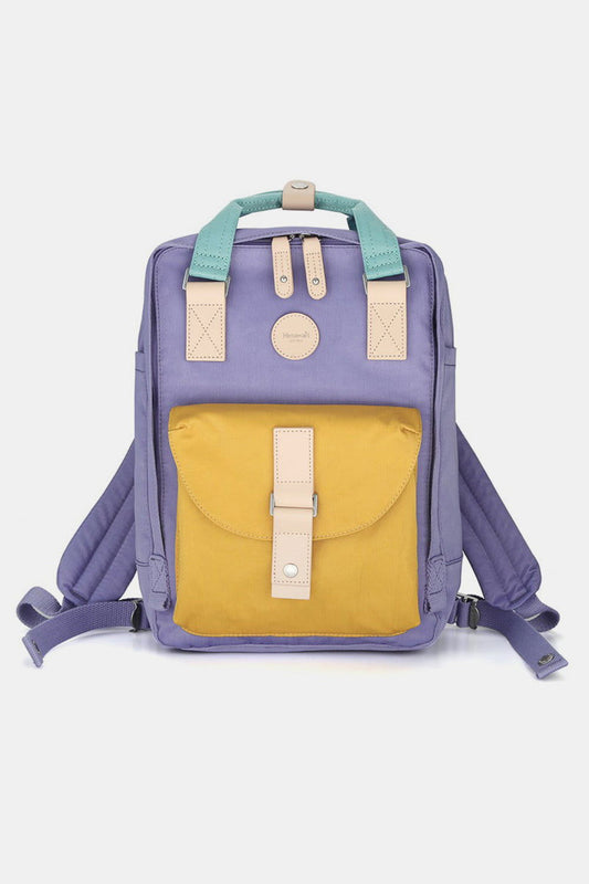 Himawari Contrast Waterproof Canvas Backpack Bag with Round Label us.meeeshop - Handbags