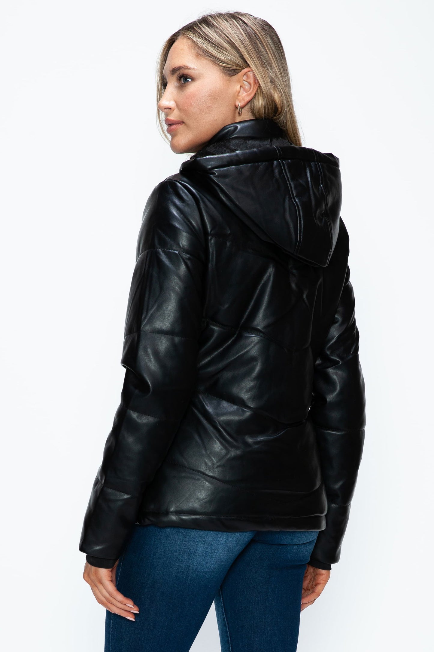 How Dare U Pocketed Zip Up Puffer Jacket with Removable Hood us.meeeshop - 