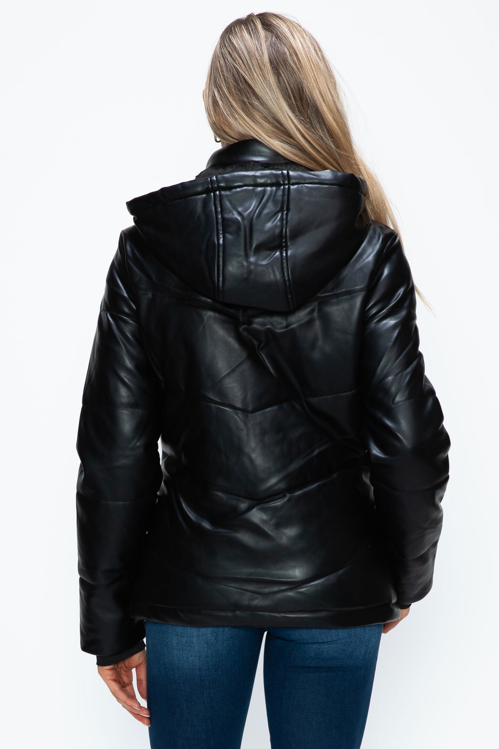 How Dare U Pocketed Zip Up Puffer Jacket with Removable Hood us.meeeshop - 