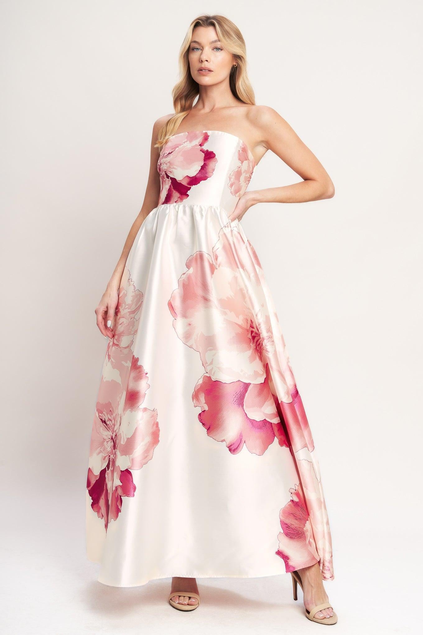 luxe peony woven Luxe Peony Woven Maxi Dress view 8 (dress) - shop at us.meeeshop
