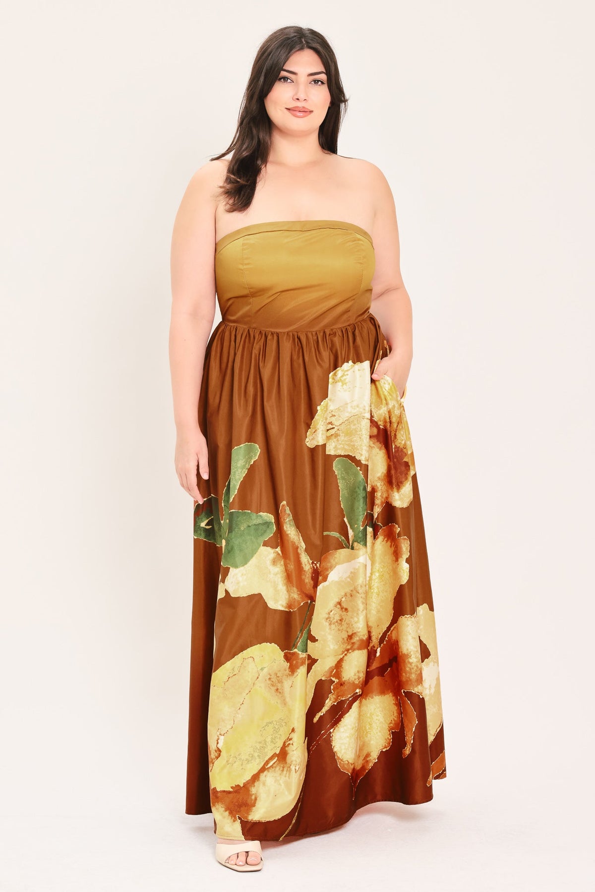 Flying Tomato Golden Rose Afterglow Woven Maxi Dress