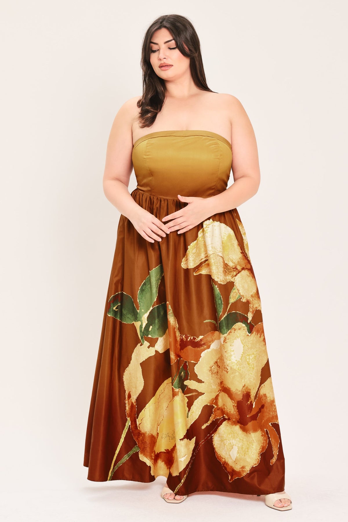 Flying Tomato Golden Rose Afterglow Woven Maxi Dress