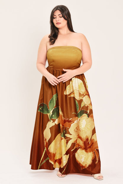 Flying Tomato Golden Rose Afterglow Woven Maxi Dress