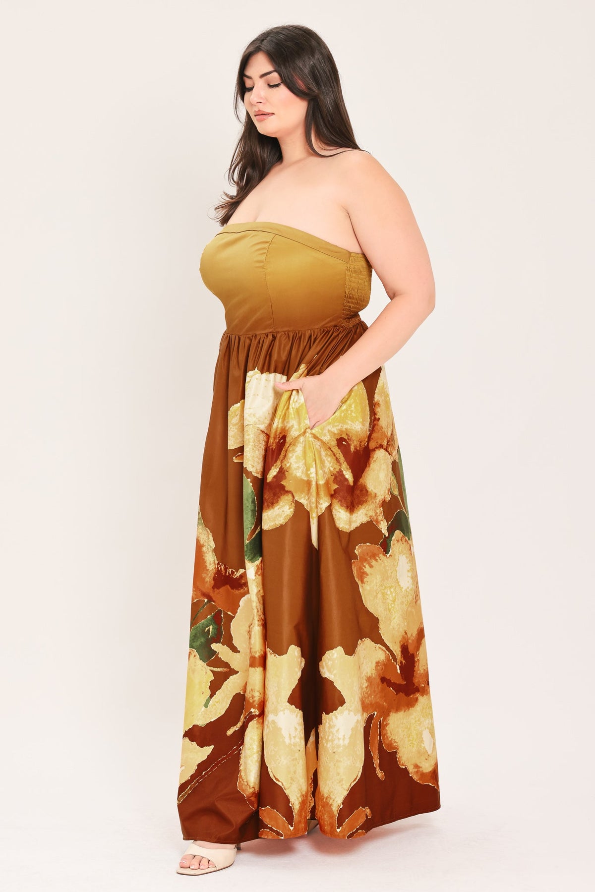 Flying Tomato Golden Rose Afterglow Woven Maxi Dress
