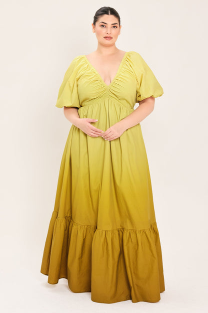 Citrine Garden Woven Maxi Dress