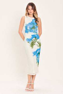 Bluebell Whisper Power Mesh Midi Dress