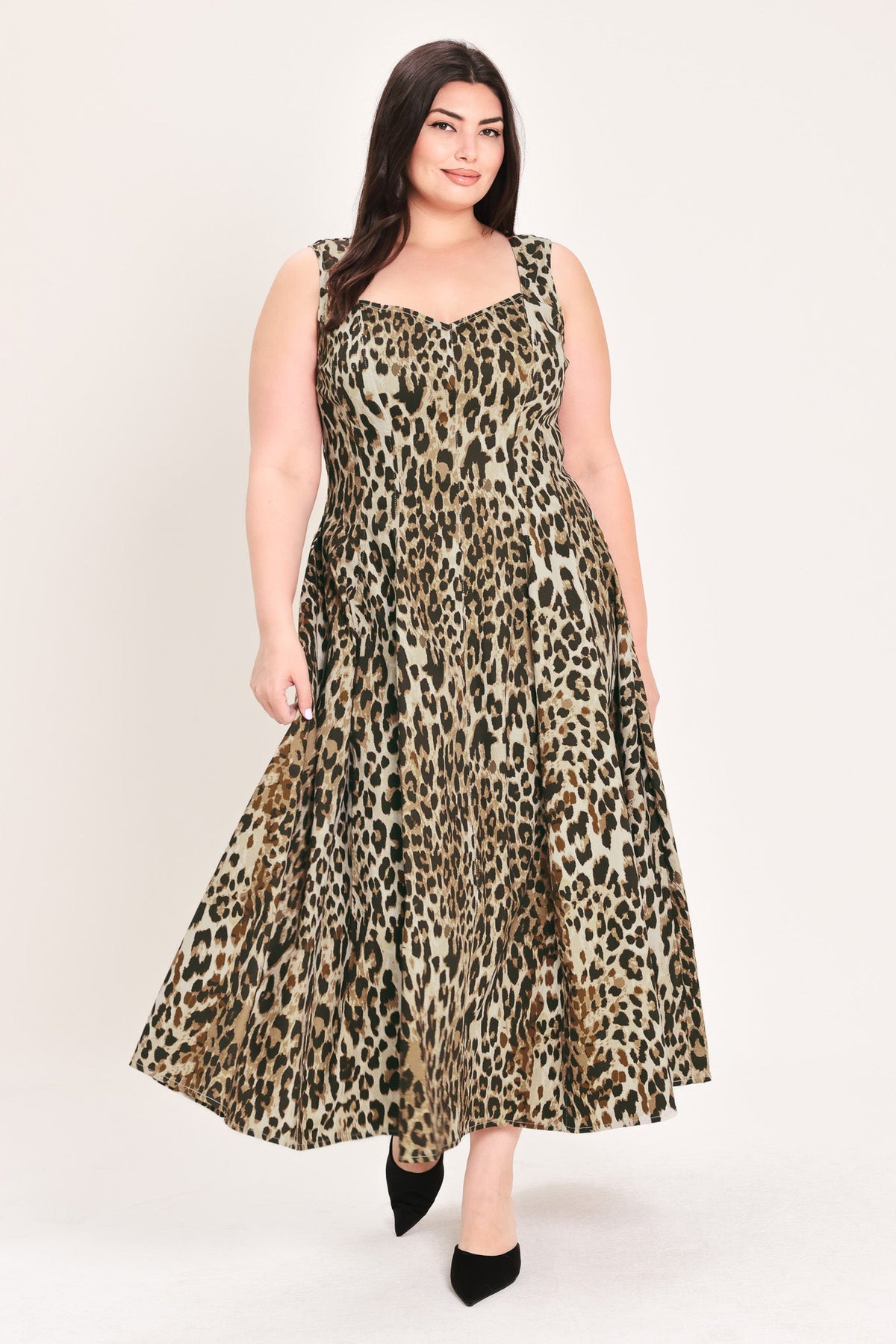 Flying Tomato Desert Rose Leopard Woven Midi Dress