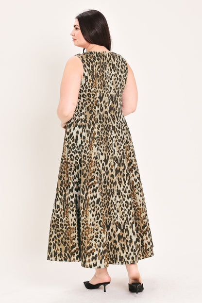 Flying Tomato Desert Rose Leopard Woven Midi Dress