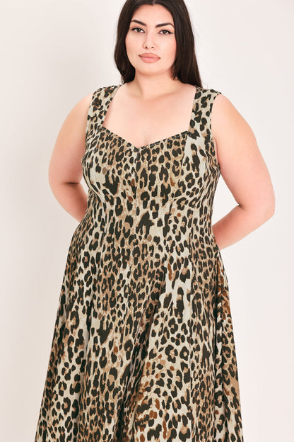 Flying Tomato Desert Rose Leopard Woven Midi Dress