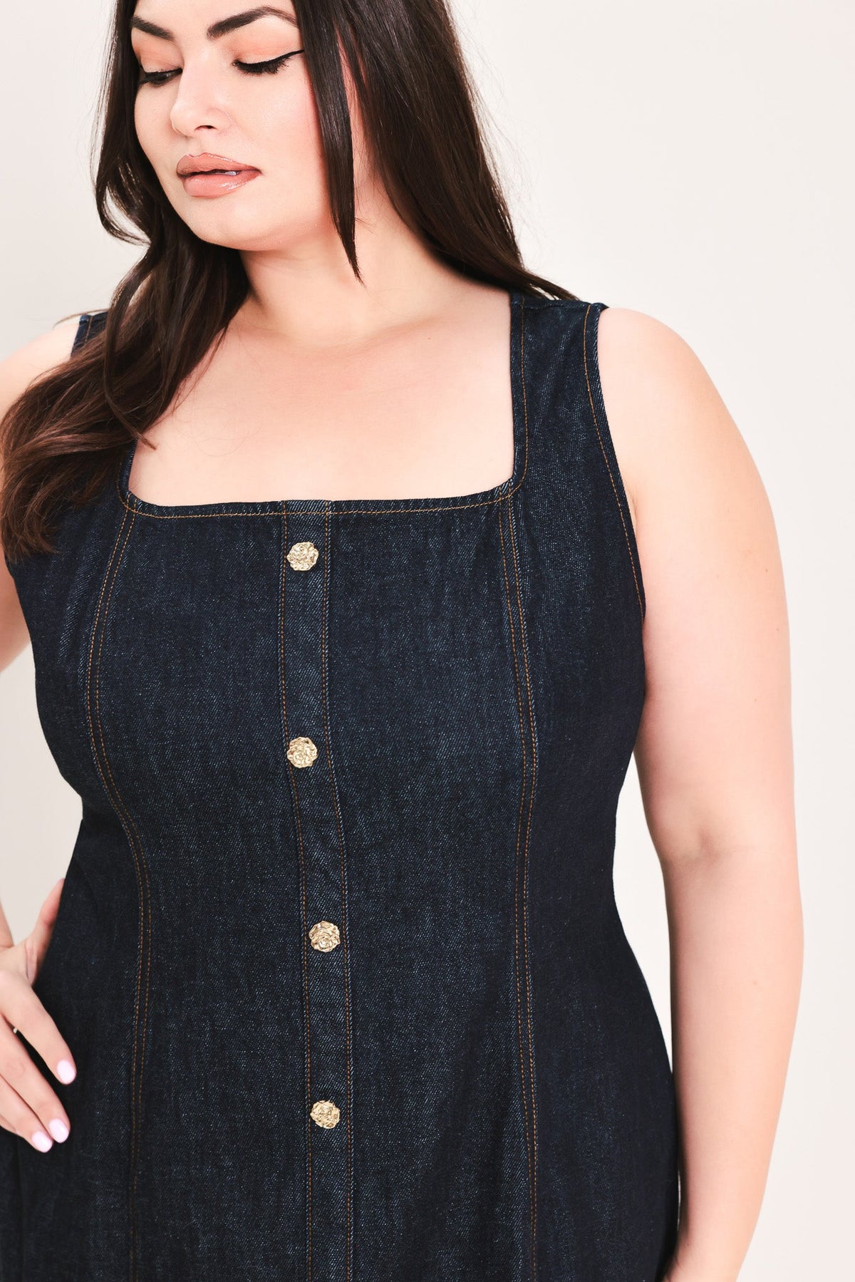 Flying Tomato Chelsea Denim Midi Dress