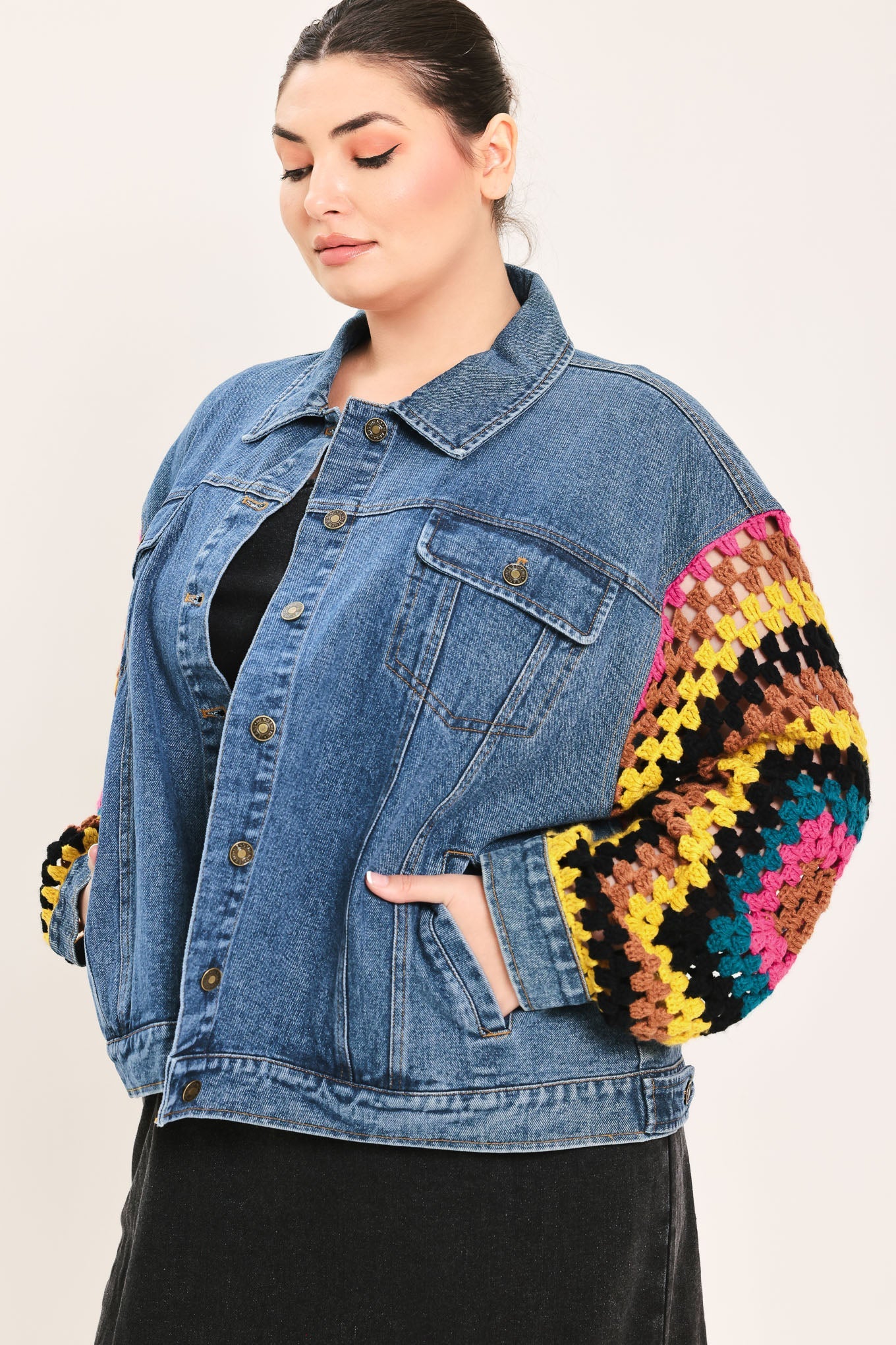 Festival Weave Washed Denim Jacket
