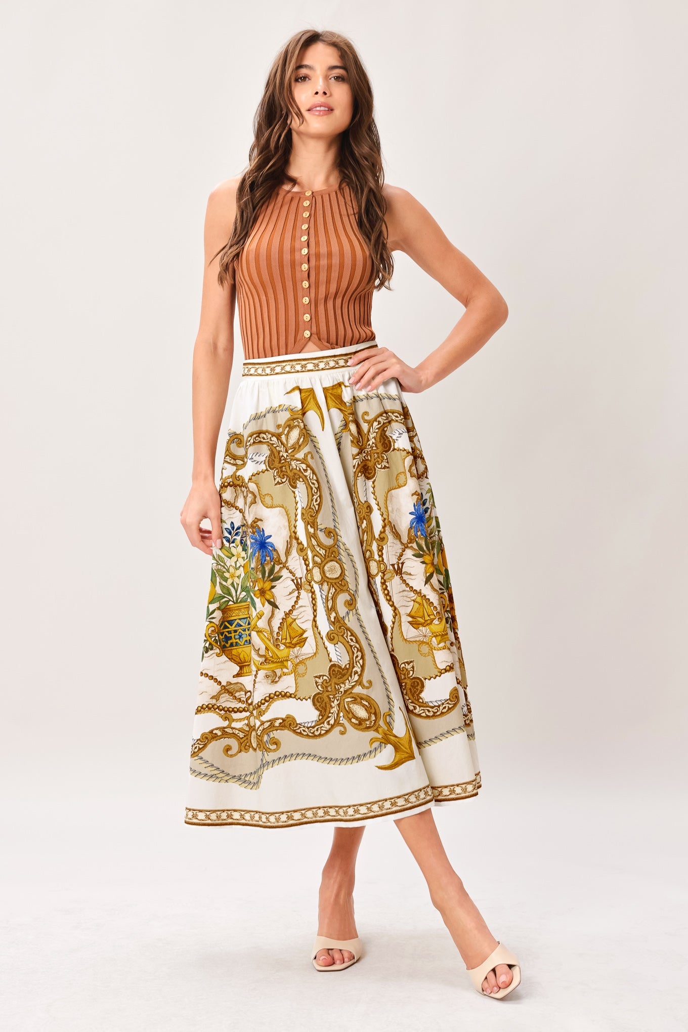 baroque escape woven Baroque Escape Woven Midi Skirt view 3 (dress) - shop at us.meeeshop