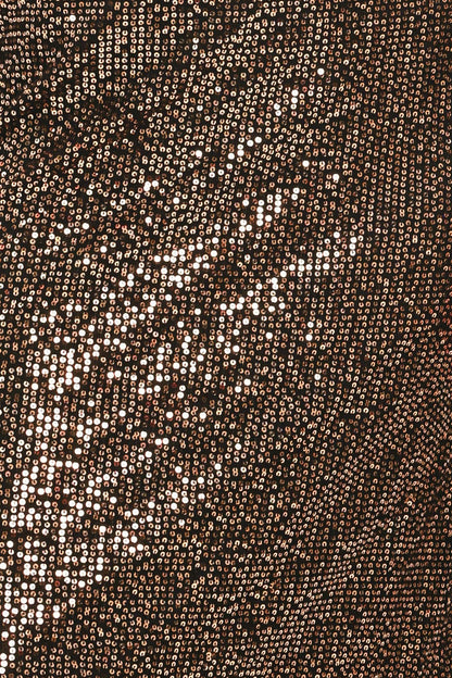 BRONZE LUSTER BRONZE/BLACK SEQUIN LACE-HEM MIDI SKIRT