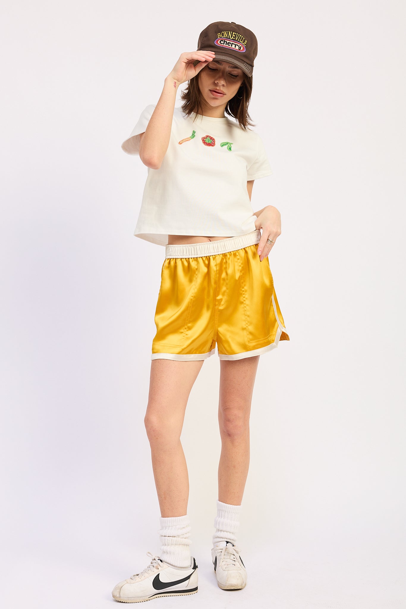 ginevra satin shorts Ginevra Satin Shorts Mustard Combo (bottom) - shop at us.meeeshop