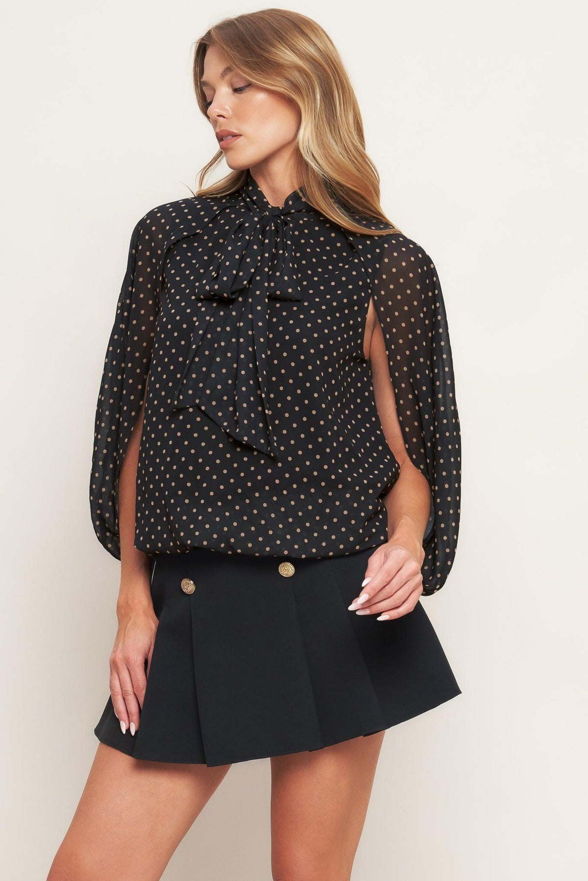 Flying Tomato Midnight Dot Chic Woven Top
