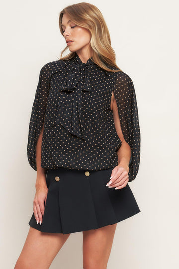 Flying Tomato Midnight Dot Chic Woven Top