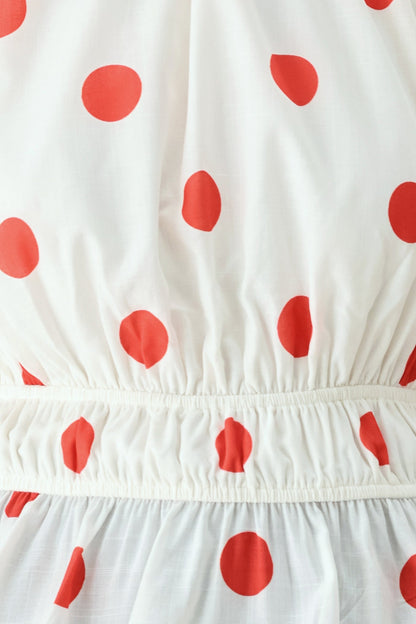 CHERRY KISS POLKA DOT WOVEN TOP