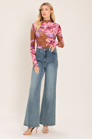 PLUM BLOSSOM POWER MESH TOP