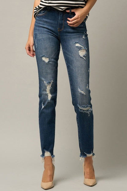 Insane Gene Distressed Slim Girlfriend Jeans us.meeeshop - 