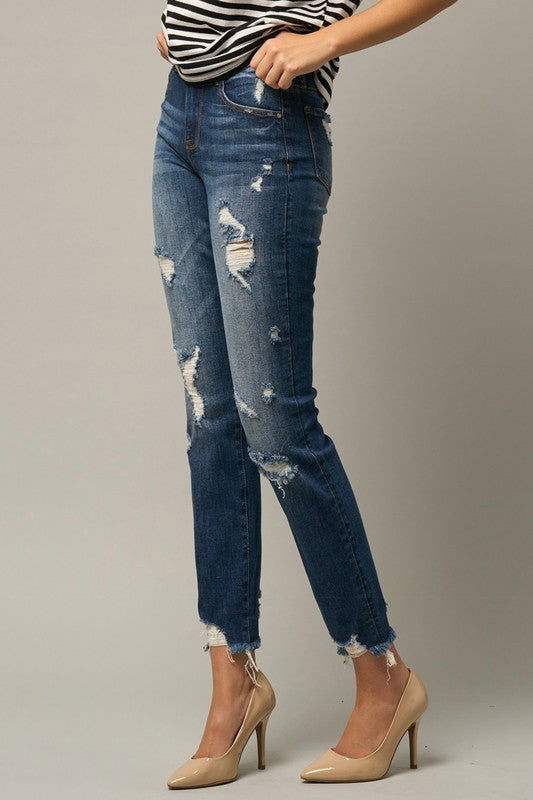 Insane Gene Distressed Slim Girlfriend Jeans us.meeeshop - 