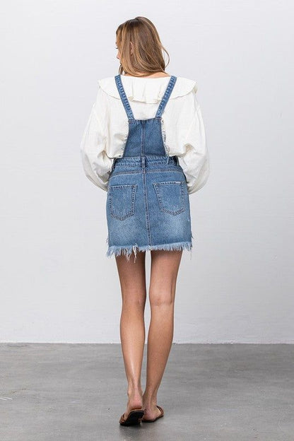 Insane Gene Frayed Detail Overall Skirt us.meeeshop - 