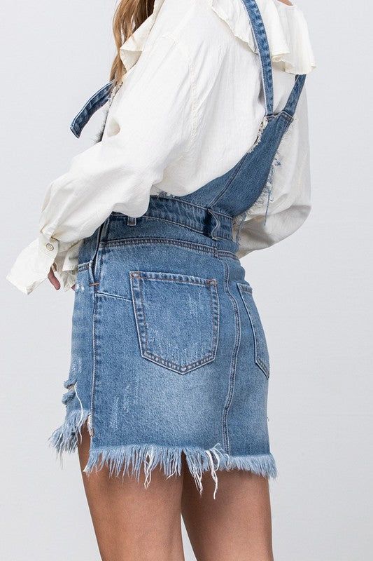 Insane Gene Frayed Detail Overall Skirt us.meeeshop - 