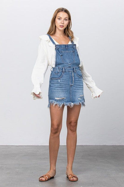 Insane Gene Frayed Detail Overall Skirt us.meeeshop - 