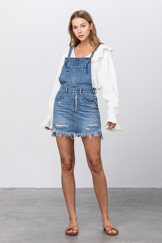 Insane Gene Frayed Detail Overall Skirt us.meeeshop - 