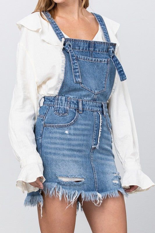 Insane Gene Frayed Detail Overall Skirt us.meeeshop - 