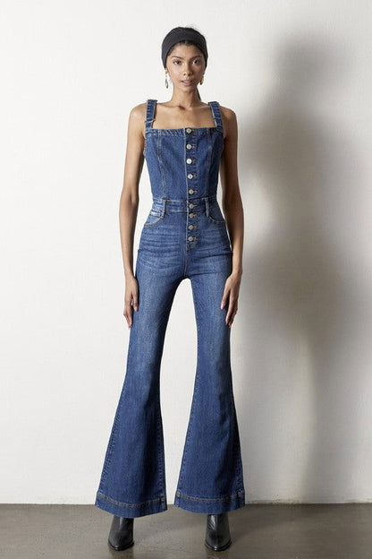 Insane Gene Front Buttons Jumpsuit Flare us.meeeshop - 