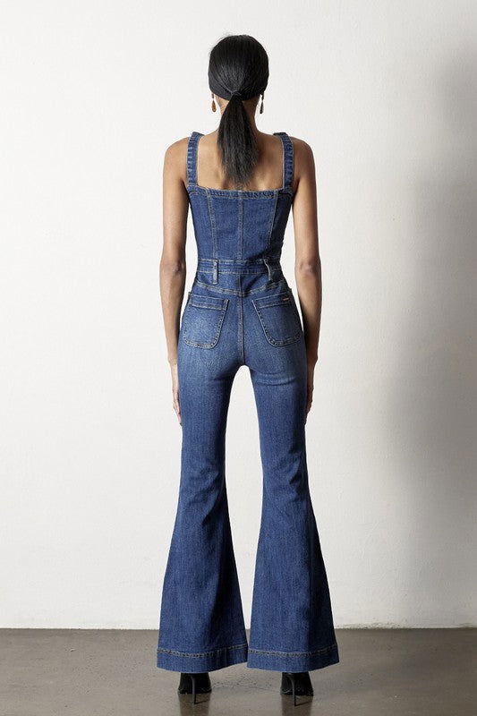 Insane Gene Front Buttons Jumpsuit Flare us.meeeshop - 