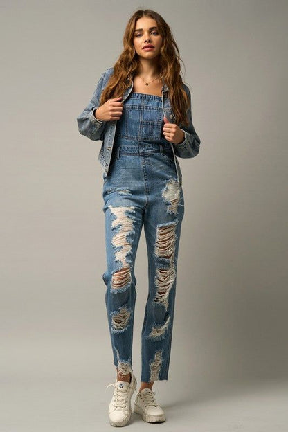 Insane Gene Heavy Distressed Straight Fit Overall us.meeeshop - Jumpsuits & Rompers