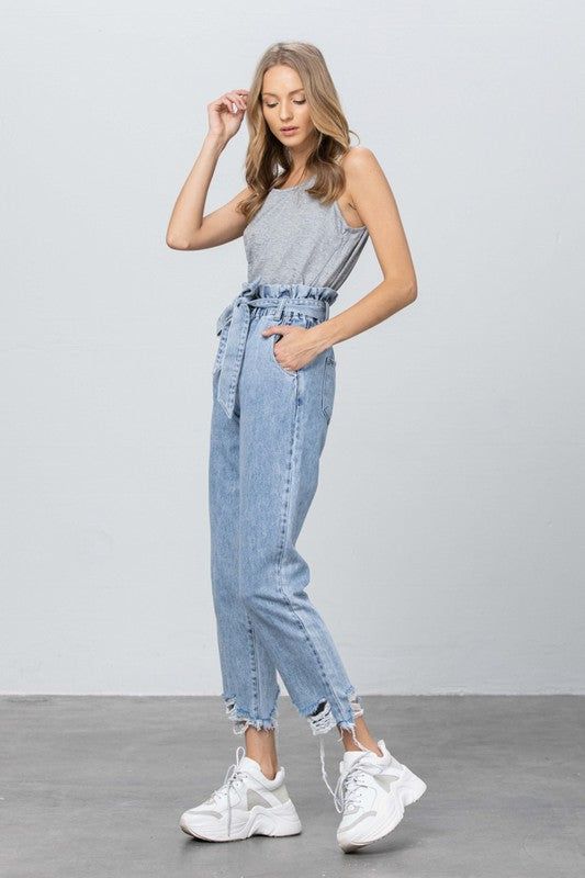 Insane Gene Hi Waisted Paper Bag Slouch Jeans us.meeeshop - 