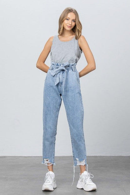 Insane Gene Hi Waisted Paper Bag Slouch Jeans us.meeeshop - 