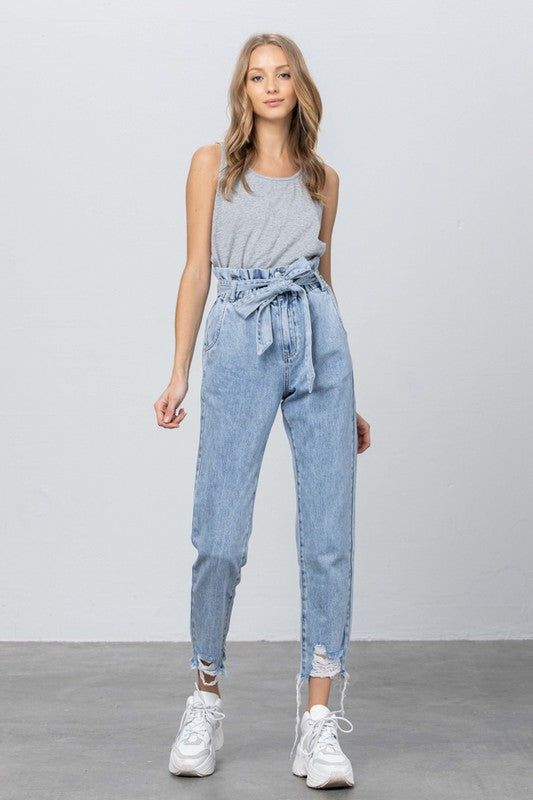 Insane Gene Hi Waisted Paper Bag Slouch Jeans us.meeeshop - Pants