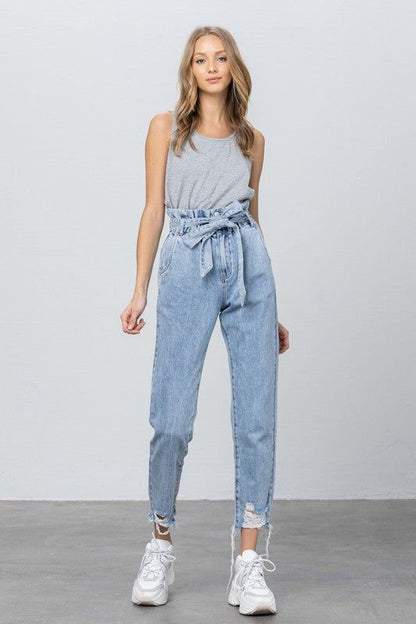 Insane Gene Hi Waisted Paper Bag Slouch Jeans us.meeeshop - Pants