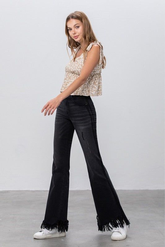 Insane Gene High Rise Black Super Flare Jeans us.meeeshop - 