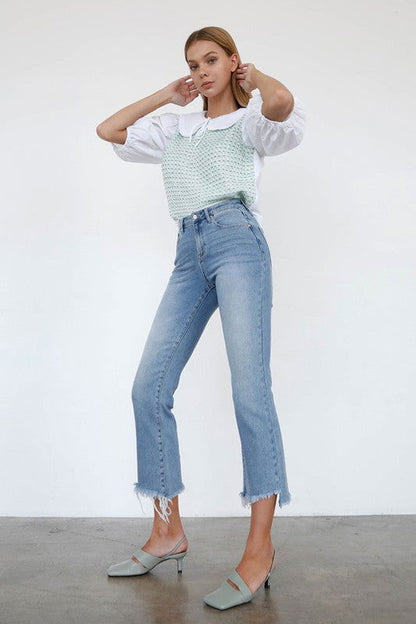 Insane Gene High Rise Crop Boot Cut Jeans us.meeeshop - 