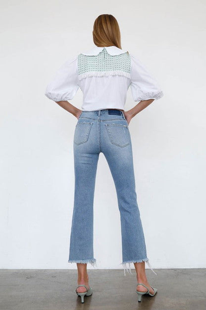 Insane Gene High Rise Crop Boot Cut Jeans us.meeeshop - 