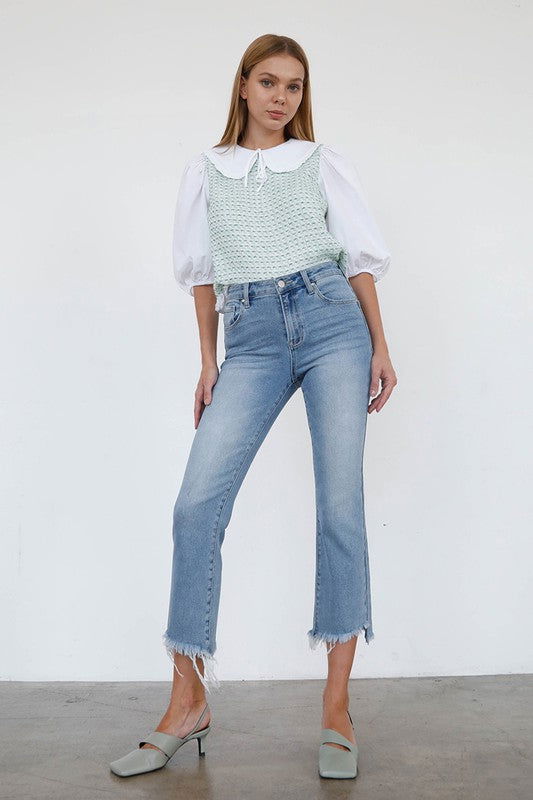 Insane Gene High Rise Crop Boot Cut Jeans us.meeeshop - Pants