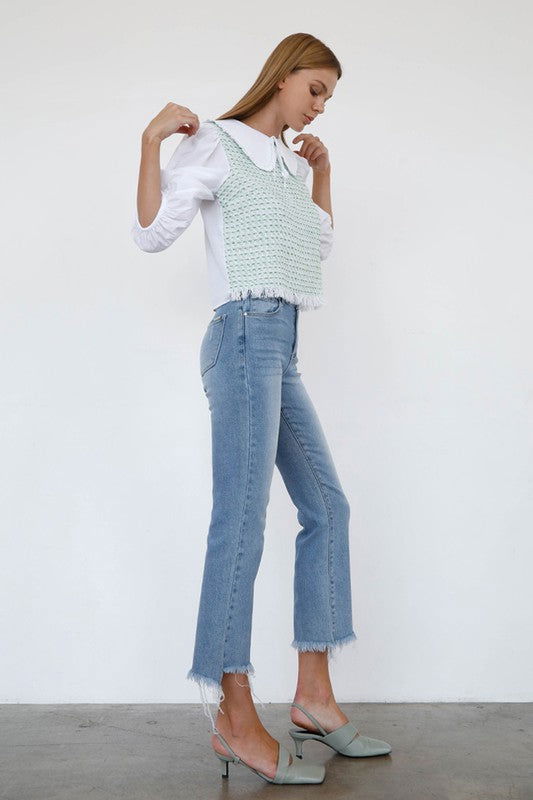 Insane Gene High Rise Crop Boot Cut Jeans us.meeeshop - 